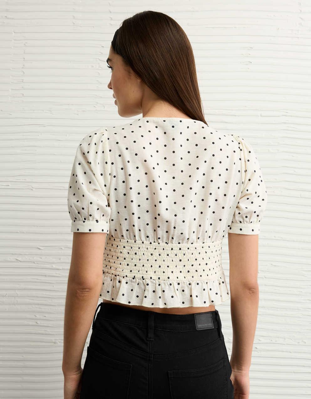 AE V-Neck Puff Sleeve Corset Shirt