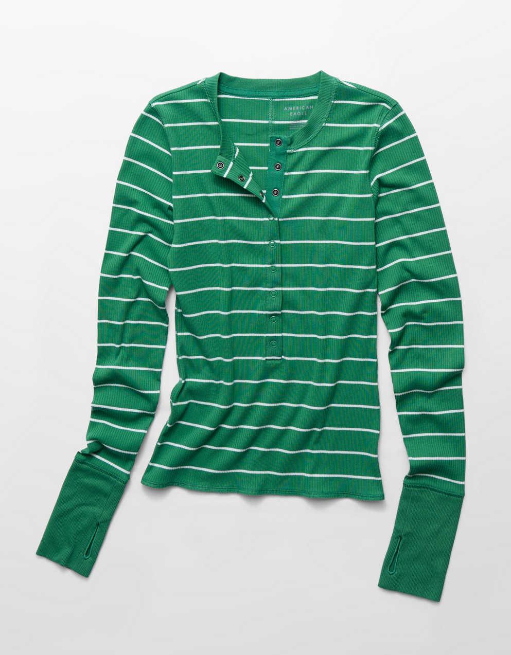 AE Long-Sleeve Henley T-Shirt