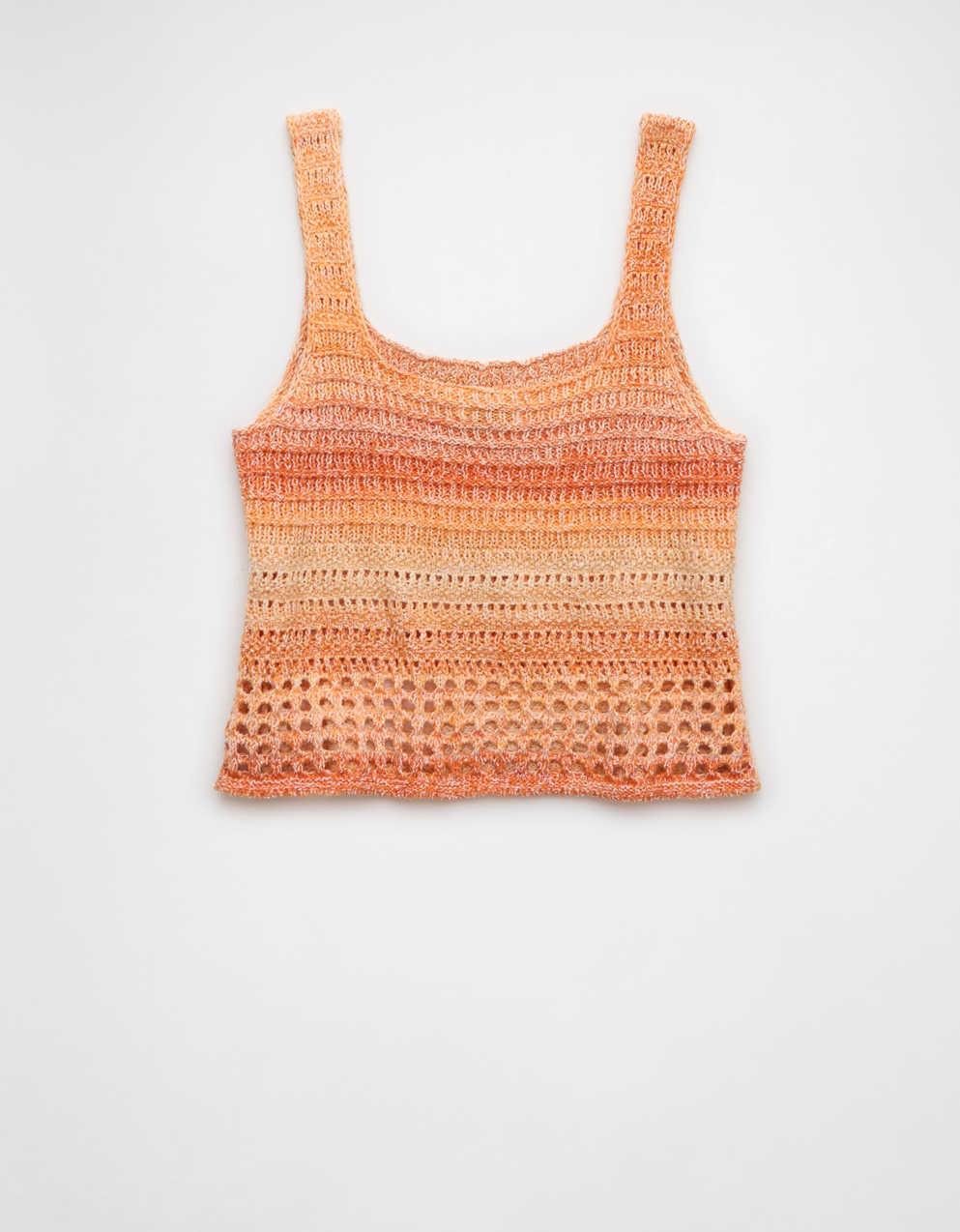 AE Space Dye Cropped Crochet Tank Top