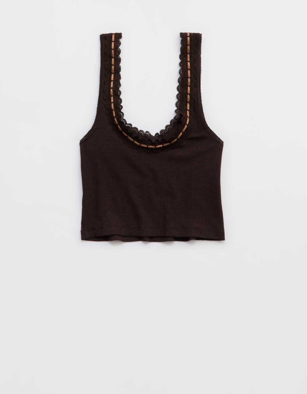 수퍼칠 코튼 립 레이스 탱크탑
