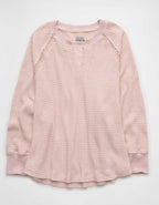 AE Big Hug Notch Neck Waffle Sweatshirt
