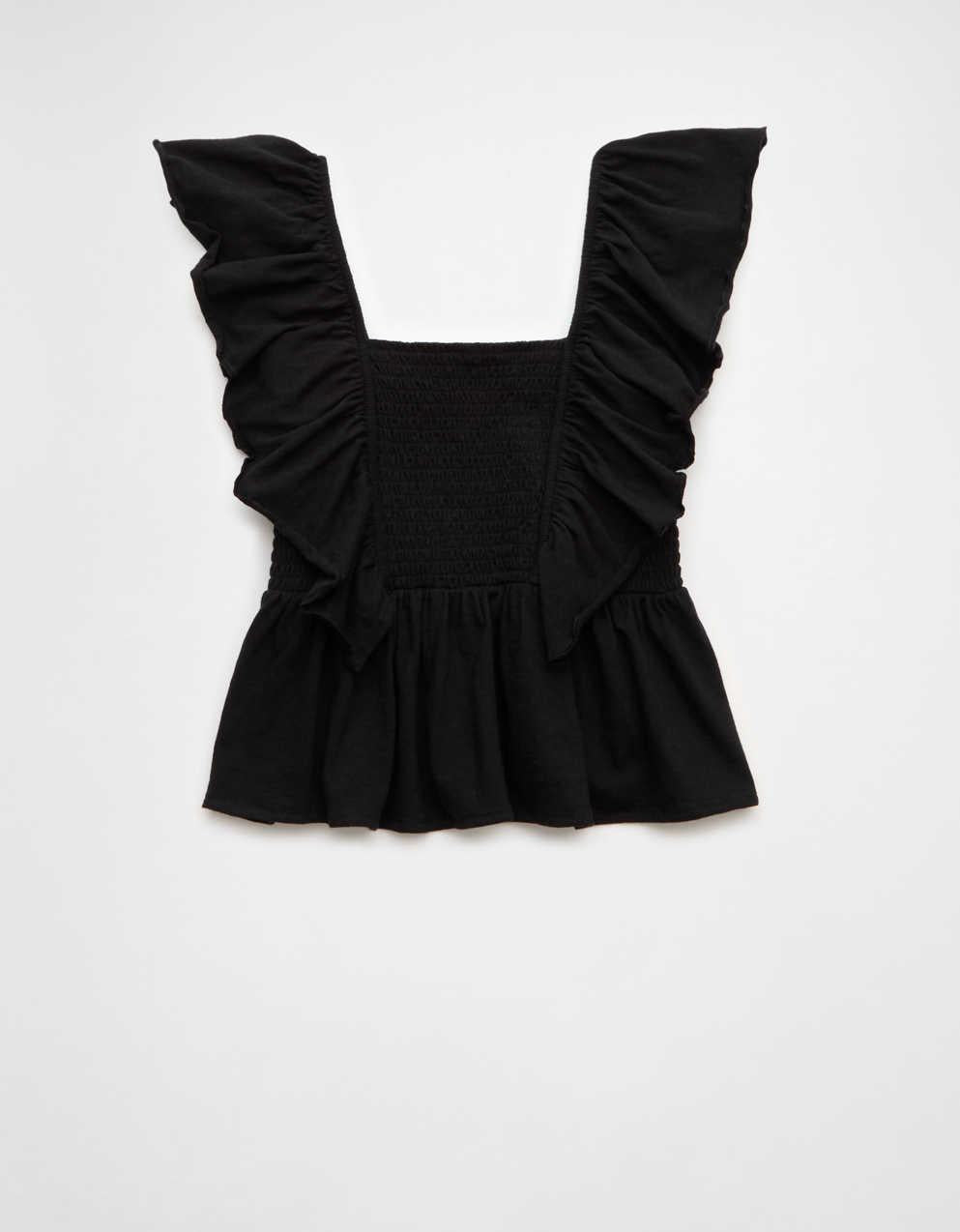 AE Sunchaser Knit Flutter Sleeve Babydoll Shirt