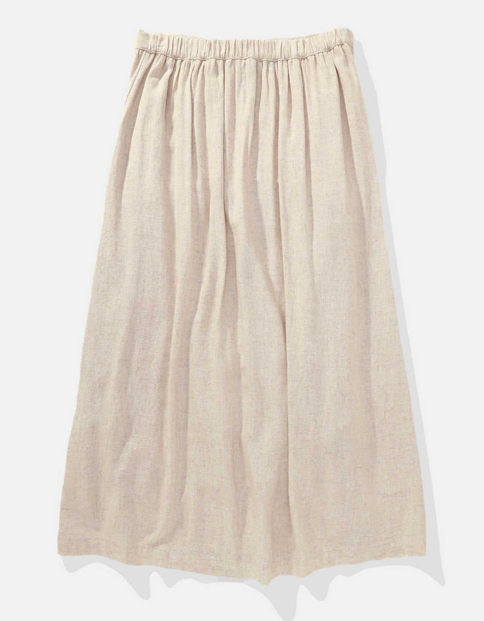 AE Button Front Midi Skirt