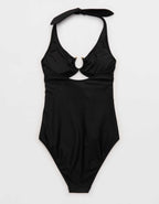 Aerie 호스슈 링 홀터 풀 커버리지 원피스 수영복