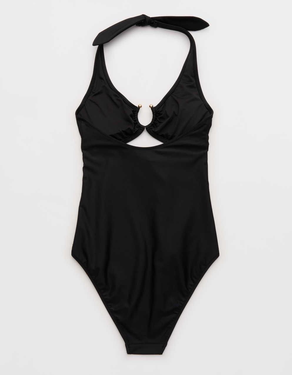 Aerie 호스슈 링 홀터 풀 커버리지 원피스 수영복