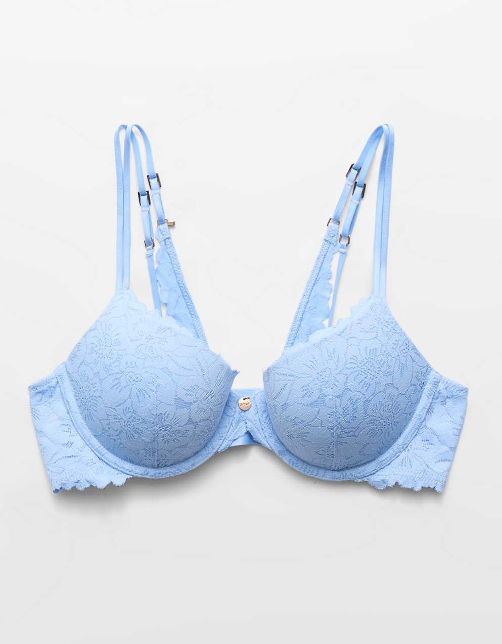 로즈 레이스 데미 푸시업 브라 뽐내기