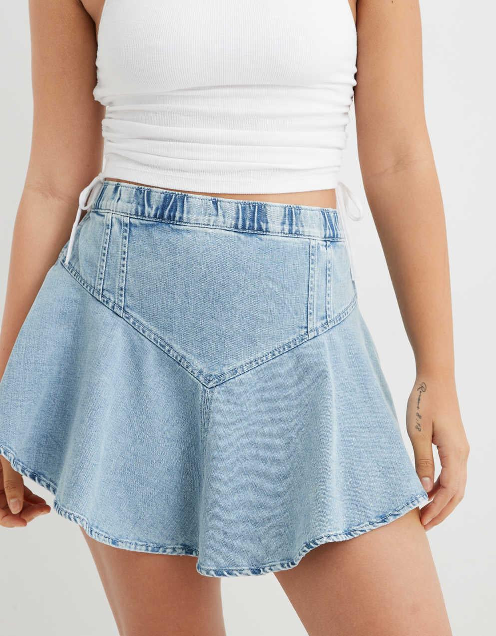 Aerie 데님 서클 미니 스커트