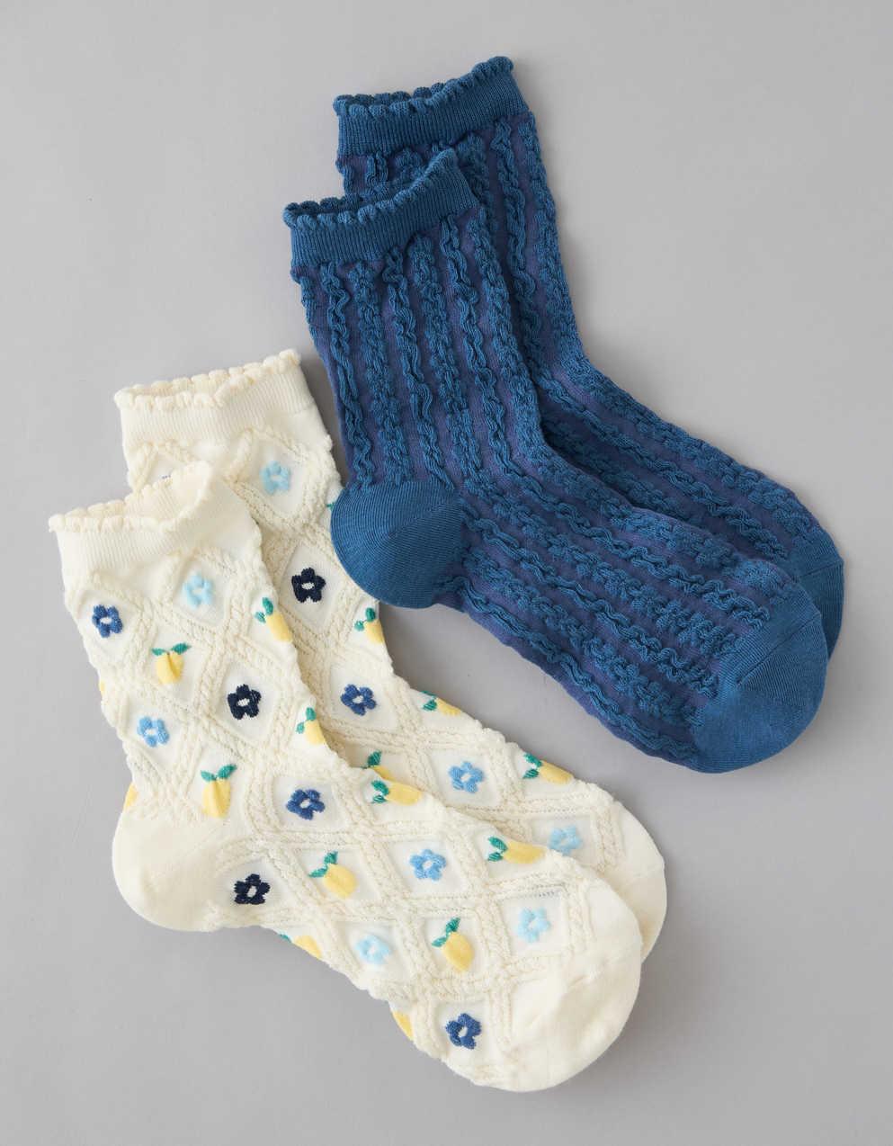 AE 텍스처 크롭 크루 양말 2팩