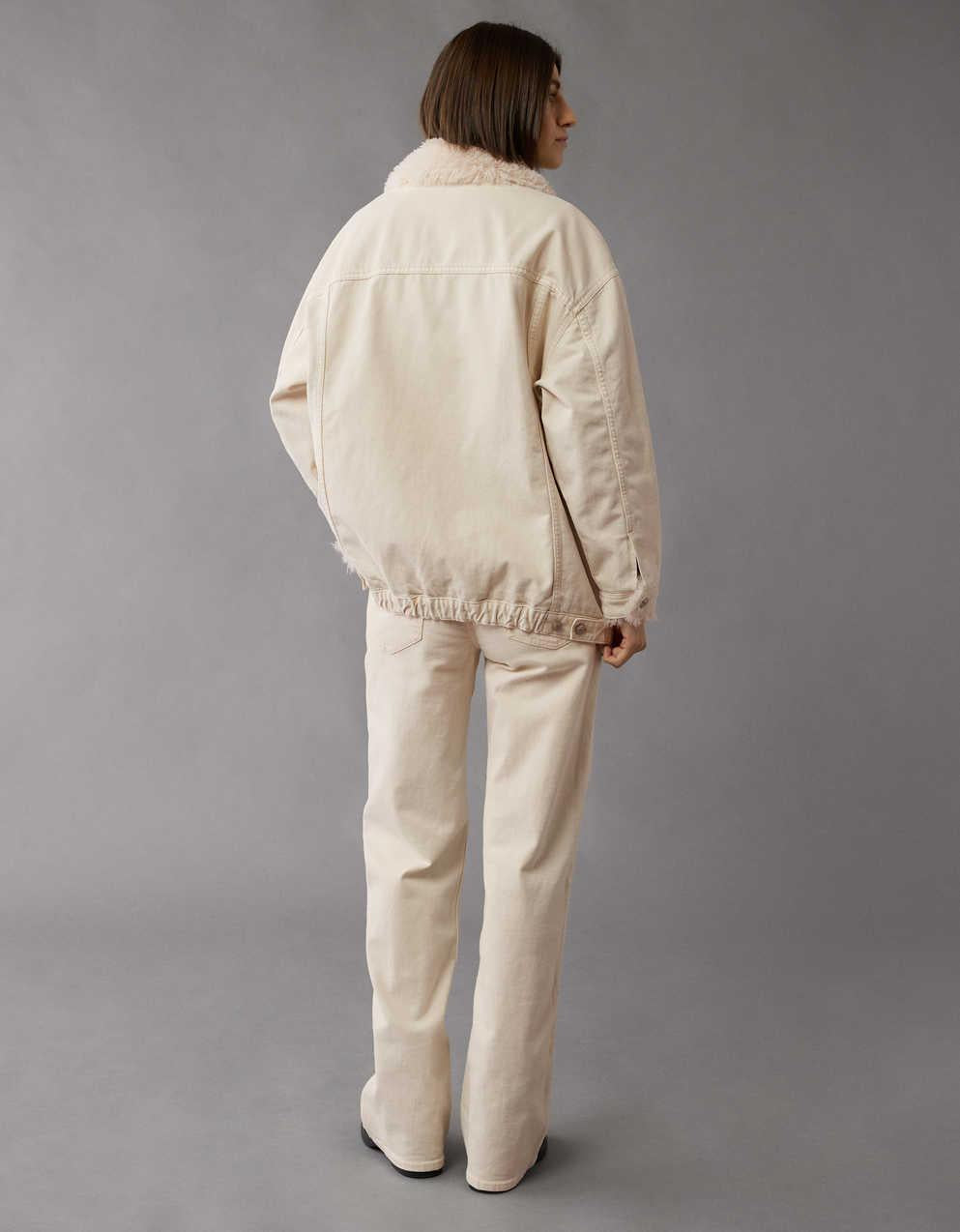 AE Ecru Denim Sherpa Trucker Jacket