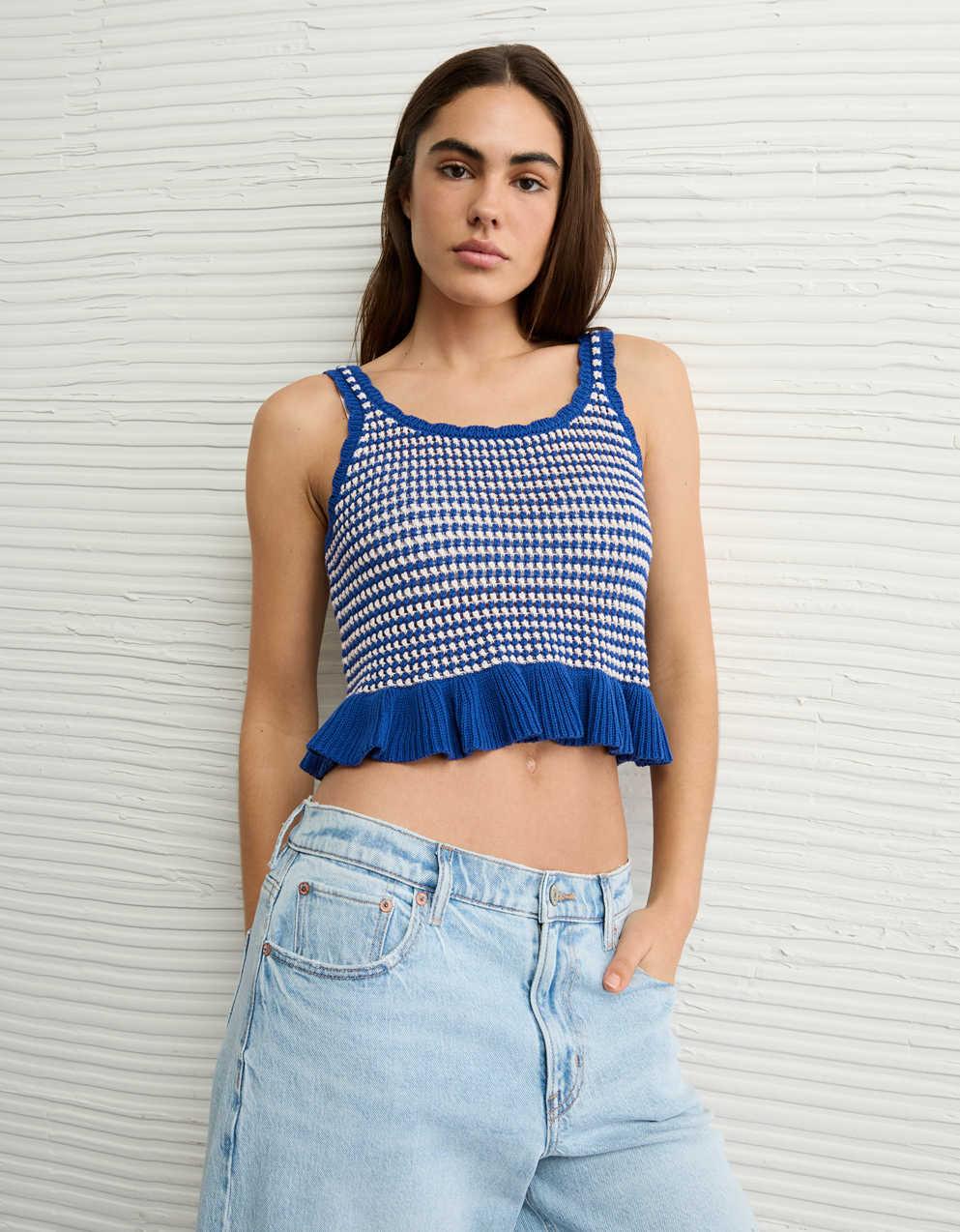 AE Crochet Peplum Tank Top
