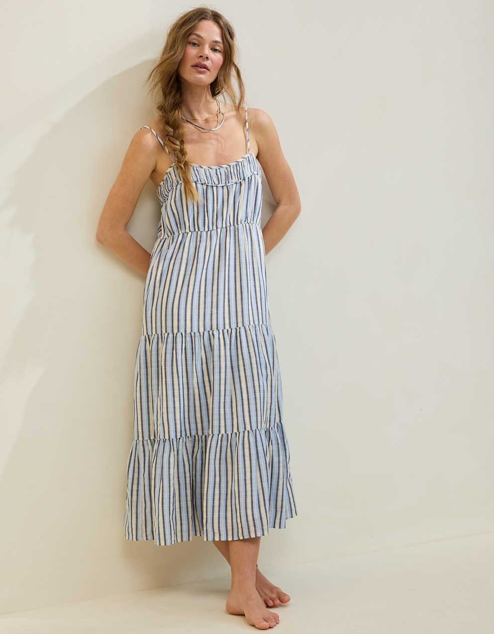 Aerie Striped Tiered Maxi Dress