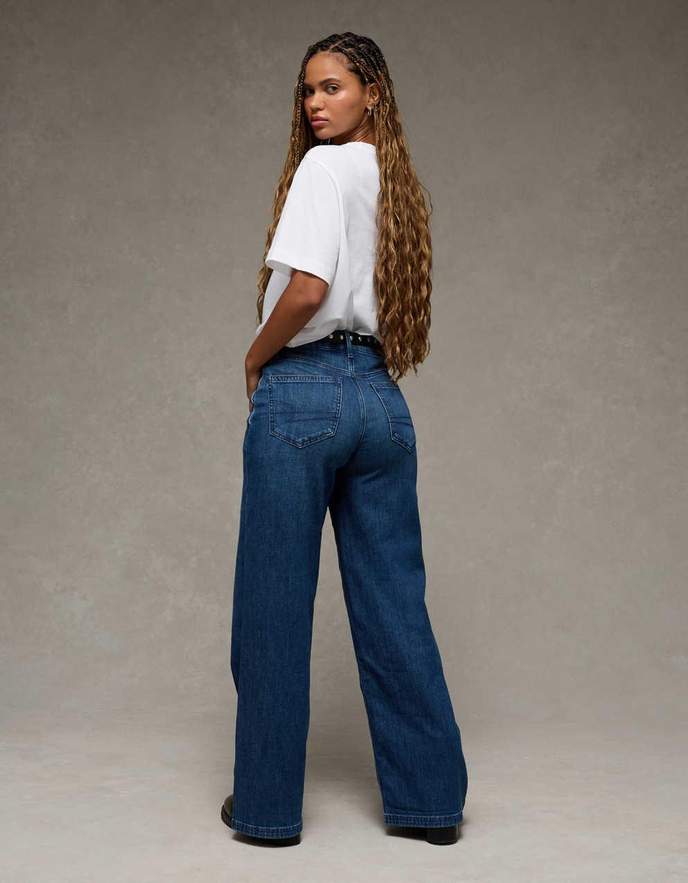 AE Dreamy Drape Stretch Curvy Super High-Waisted Baggy Wide-Leg Jean