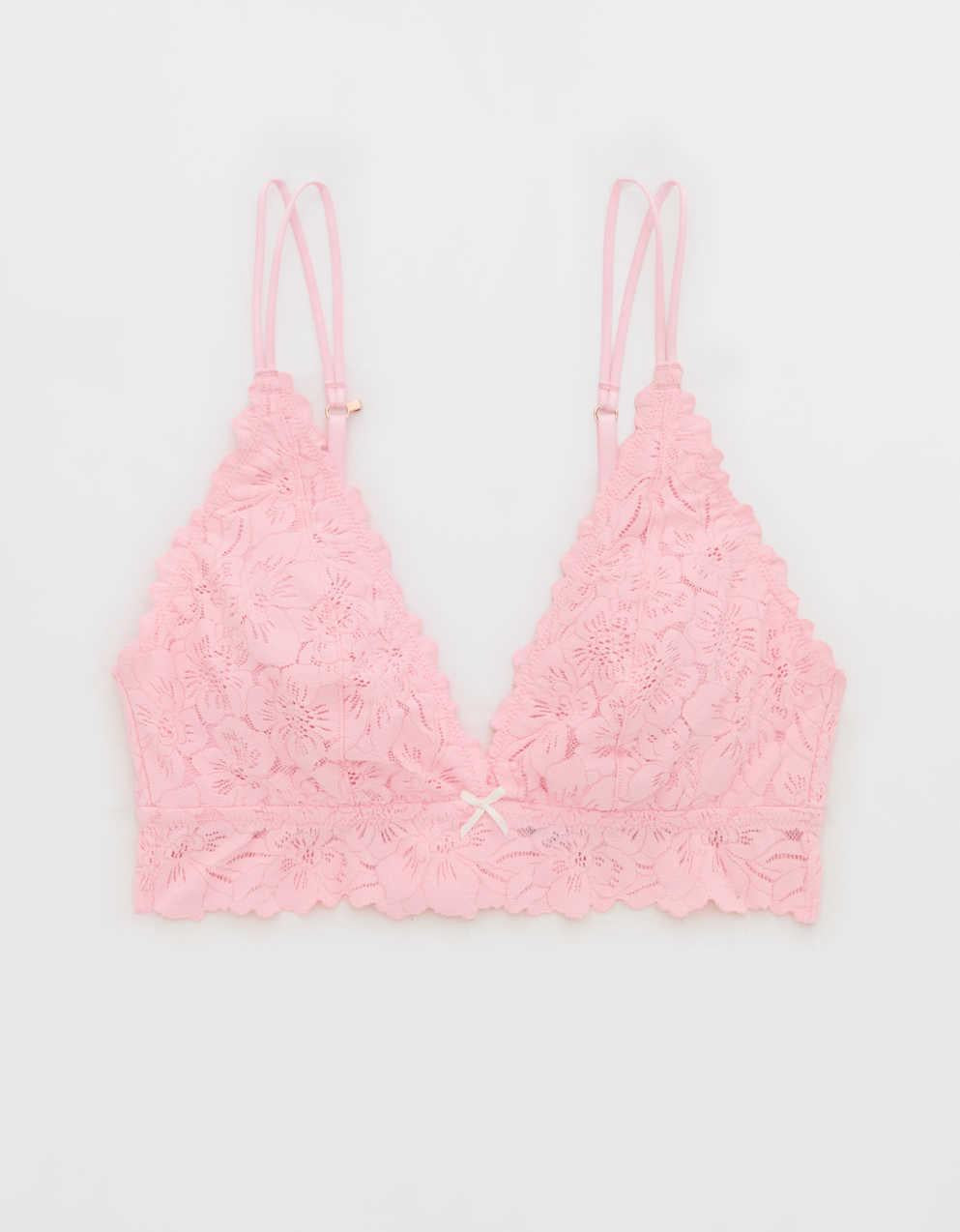 쇼 오프 로즈 레이스 패딩 플런지 브라렛
