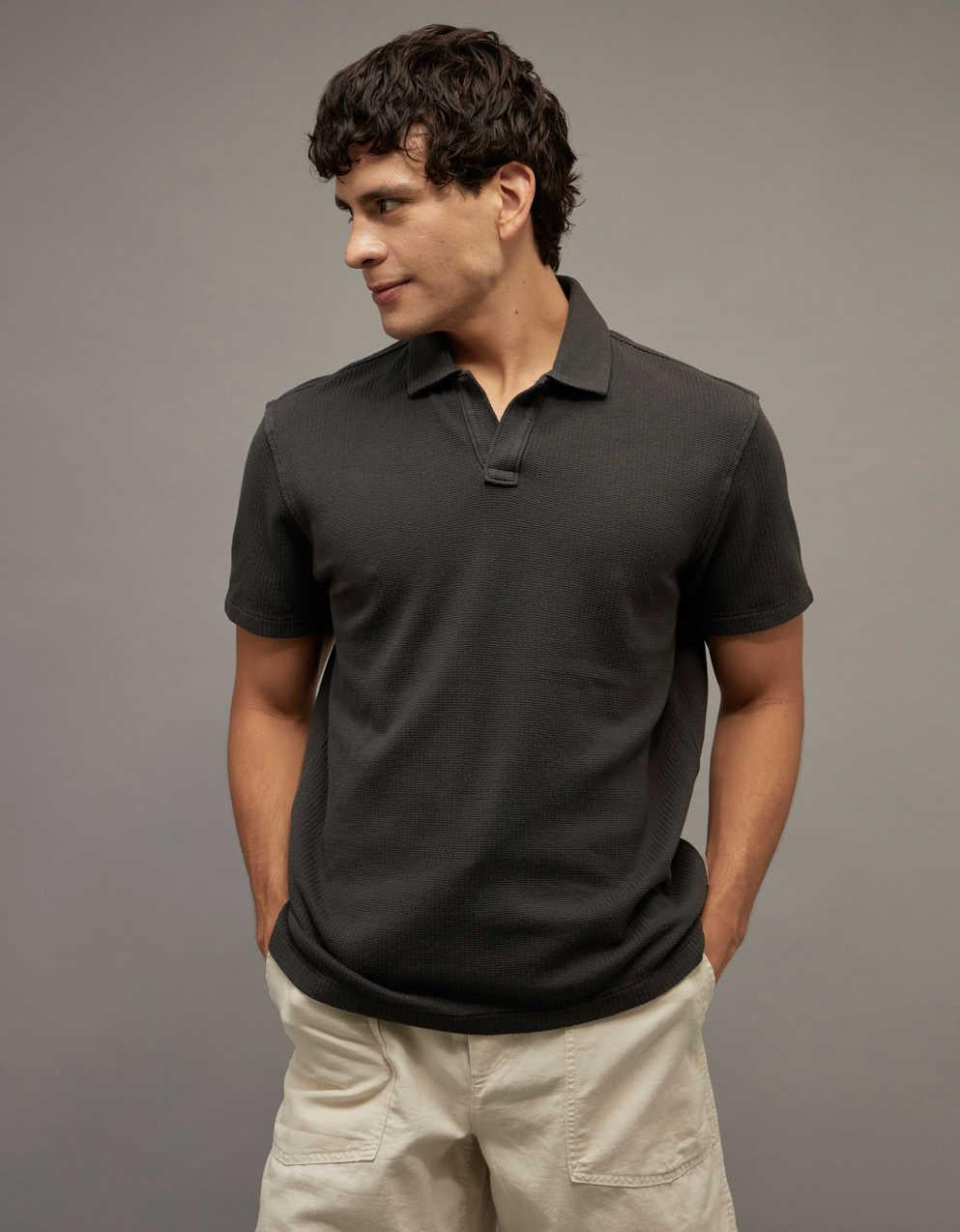 AE Standard Fit Johnny Collar Knit Polo Shirt