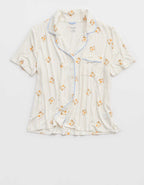 Aerie Real Soft® 반소매 파자마 셔츠 ‘OVERSLEPT’