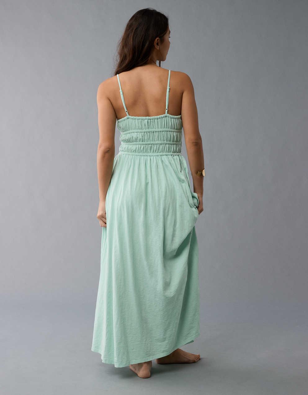 AE Sunchaser Knit Smocked Bodice Midi Dress