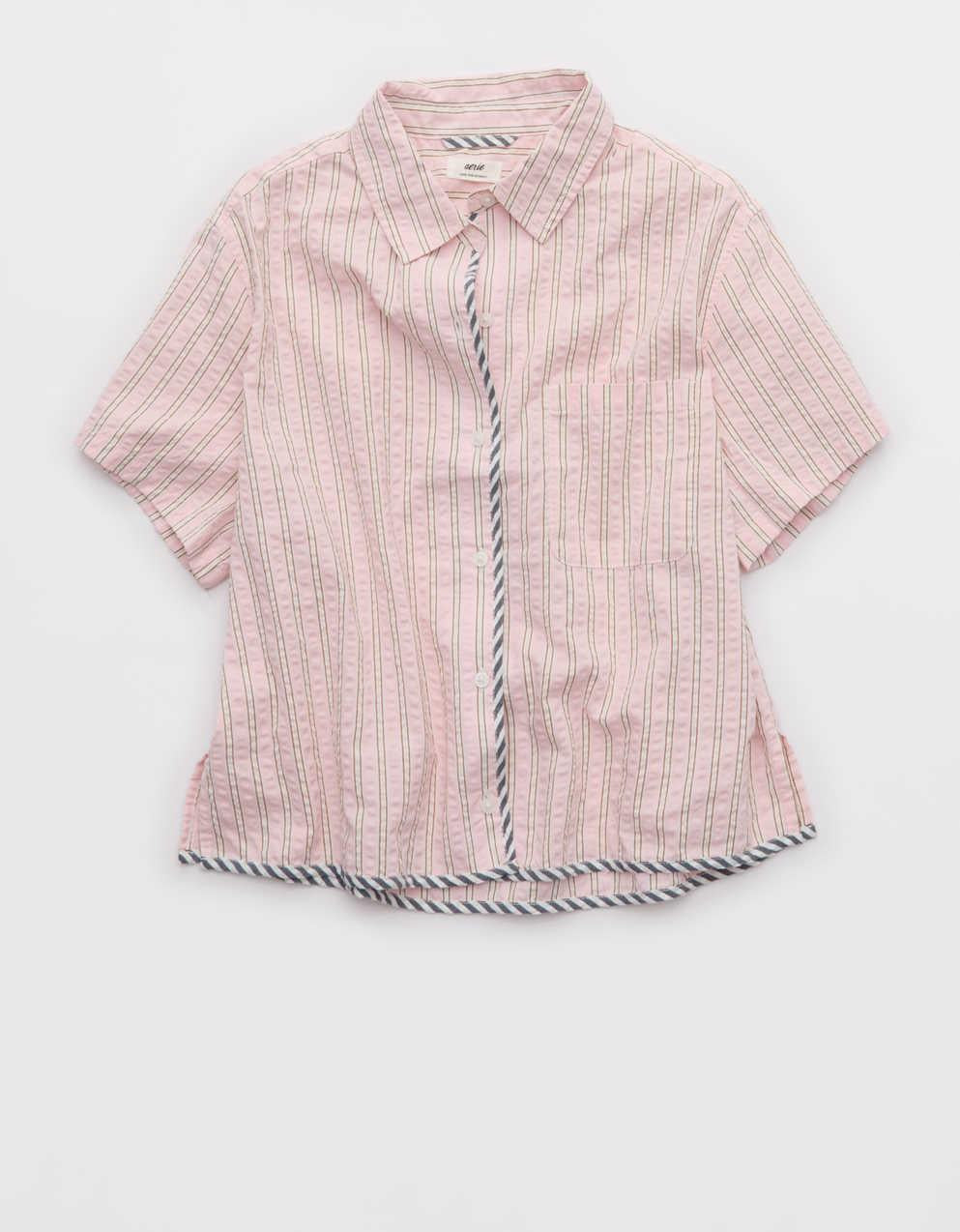 Aerie 시어서커 쇼트 슬리브 파자마 탑