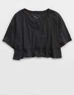 Aerie 해피스트 크롭 V넥 티셔츠
