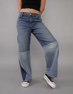 AE 스트레치 슈퍼 하이웨이스트 배기 와이드 레그 진
