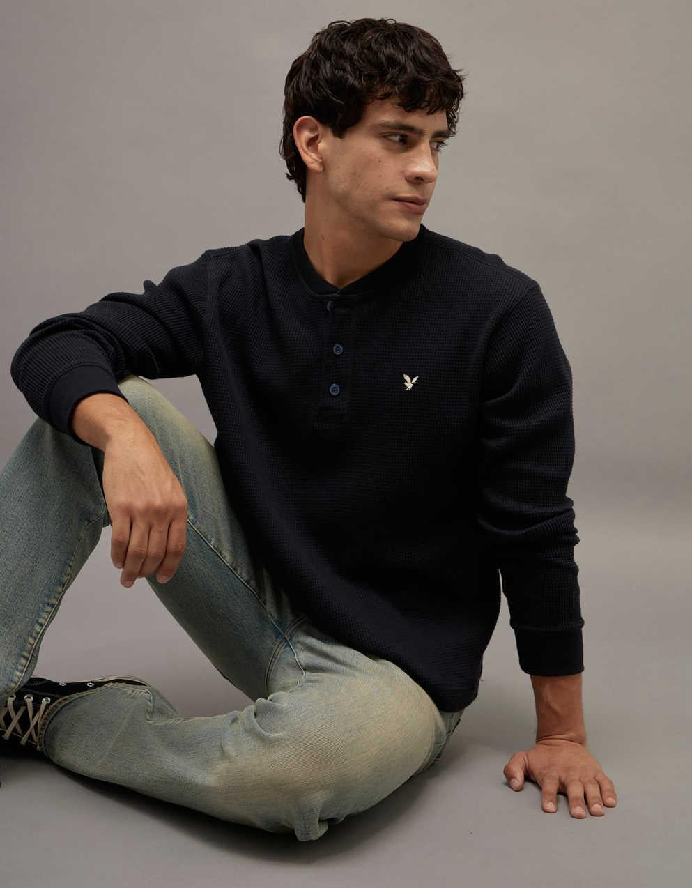 AE Long-Sleeve Thermal Henley T-Shirt