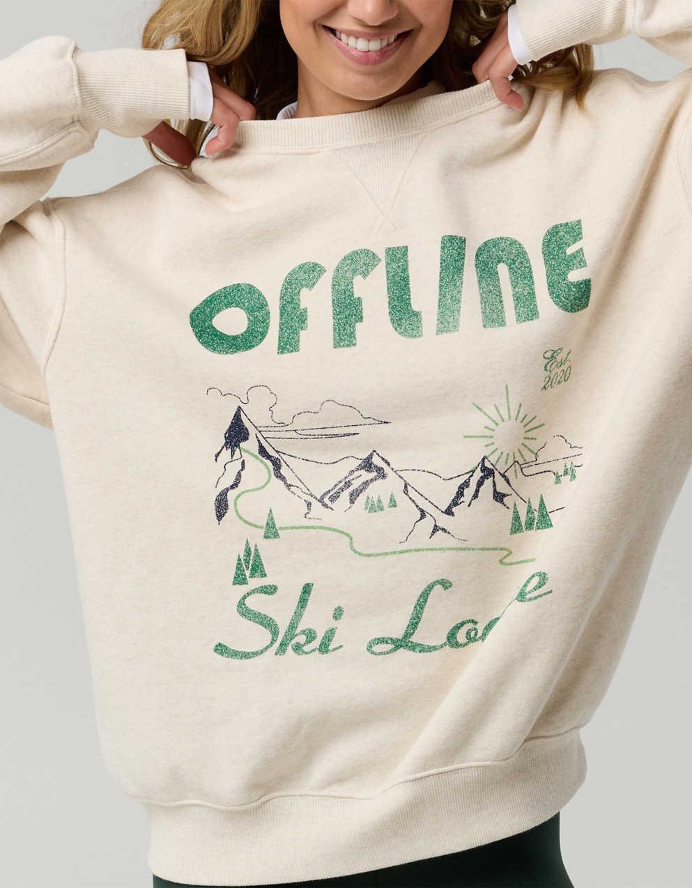 Offline 바이 Aerie 클라우드 플리스 오버사이즈 크루넥 스웨트셔츠