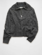 AE Cable-Knit Quarter-Zip Sweater